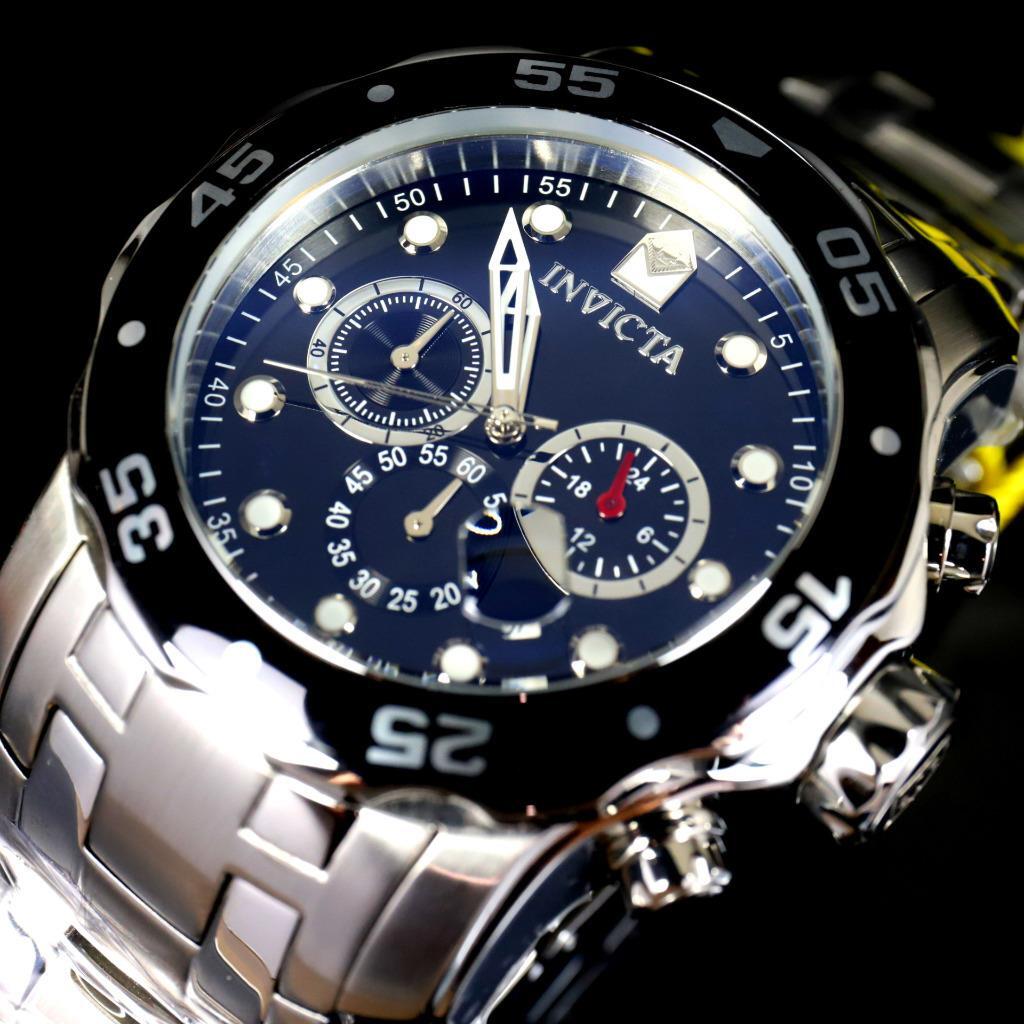 Invicta Pro Diver Scuba Black Dial Chronograph Stainless Steel Watch 48mm New