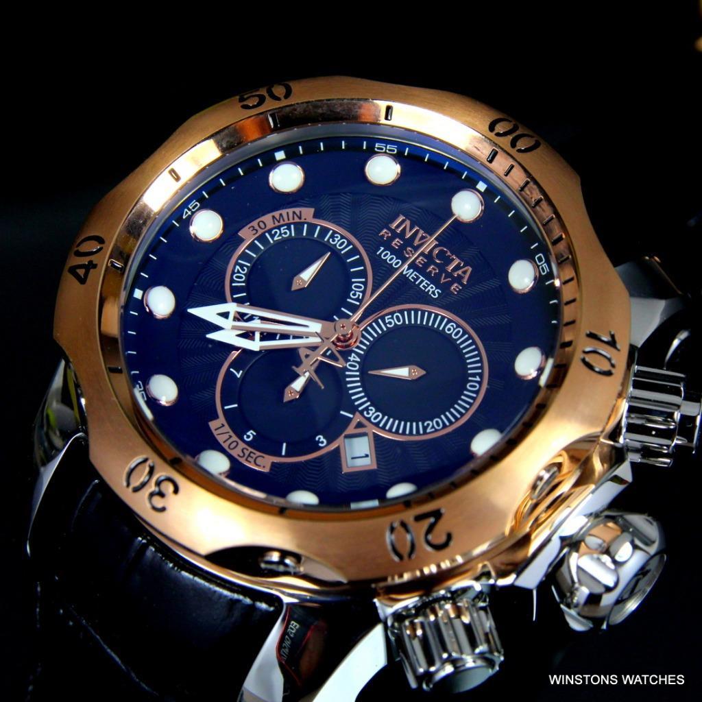 Invicta Reserve Venom Elegant Black Rose Gold Tone Swiss Mvt 52mm Watch New
