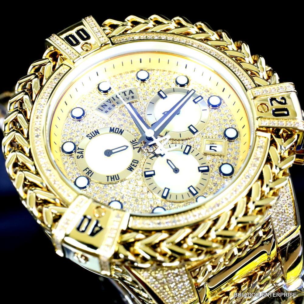 Invicta Reserve Bolt Hercules 2.26 CTW Diamond Gold Plated Steel Swiss Watch New