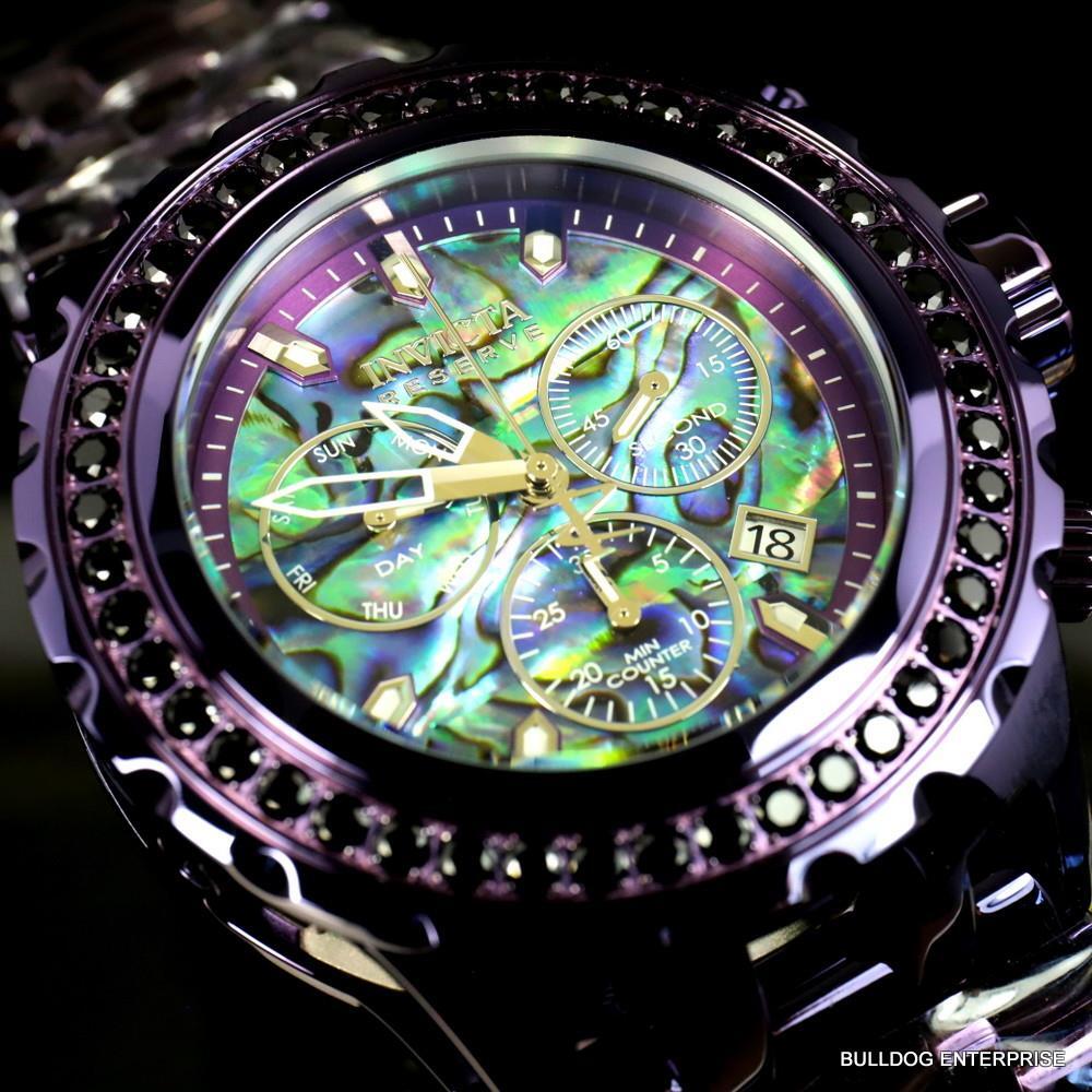 Invicta Reserve Subaqua Specialty 4.14 CTW Black Spinel Abalone Purple Watch New