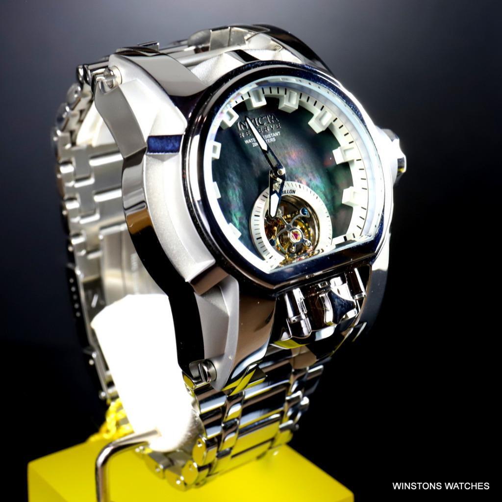 Invicta Reserve Magnum Bolt Zeus Tourbillon Black MOP Steel 52mm Watch New