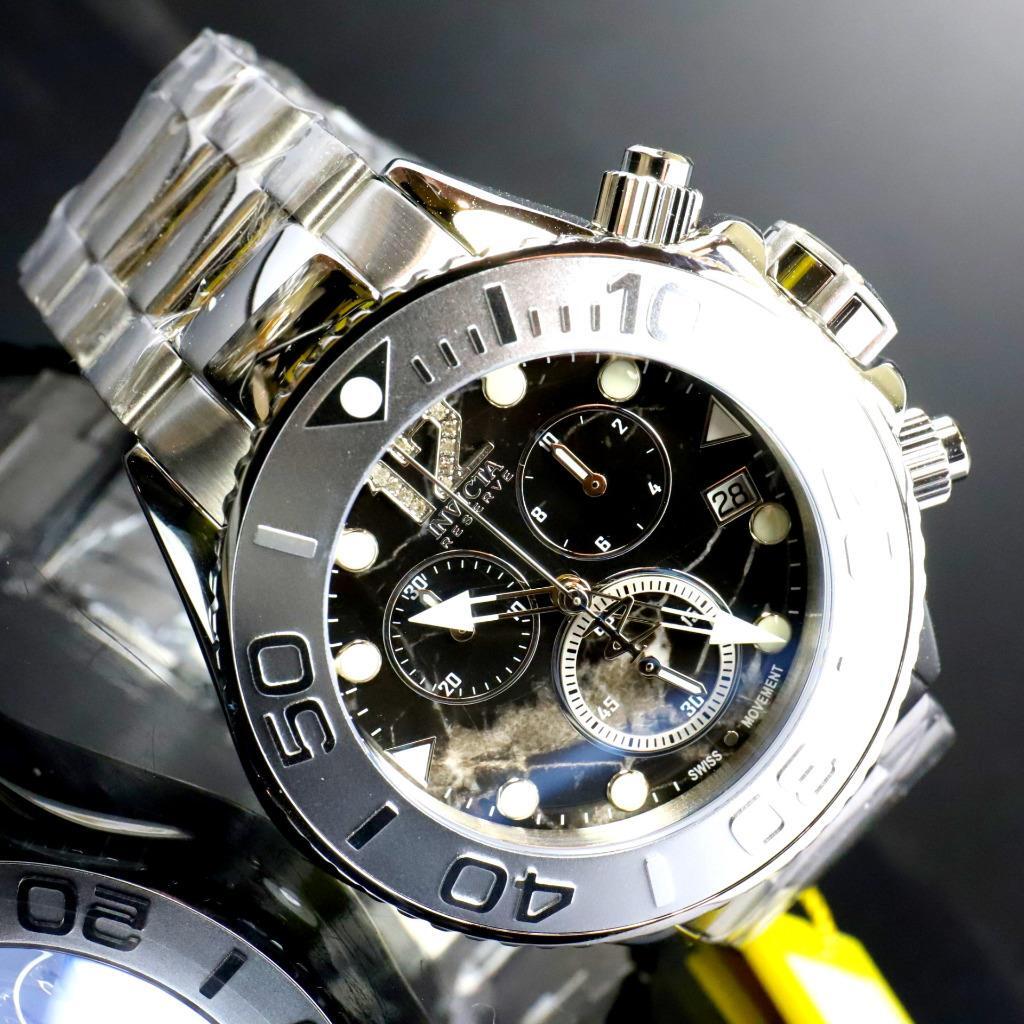 Invicta Masterpiece Reserve Grand Diver Black Marble Diamond Swiss ETA Watch