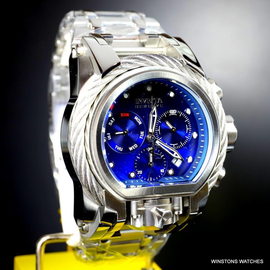 Invicta Reserve Bolt Zeus Magnum Cable Steel Blue Swiss Mvt 52mm Watch New