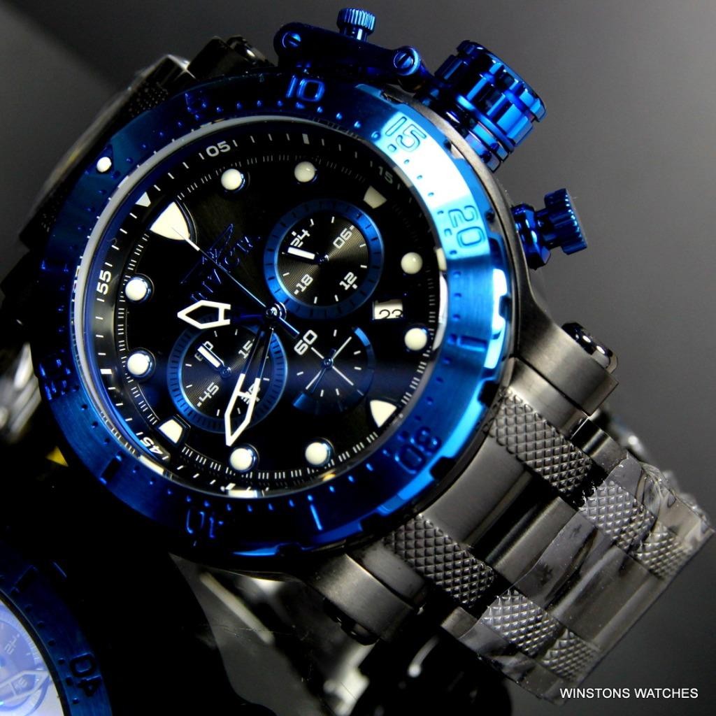 Mens Coalition Forces Black Stainless Steel Chronograph 52mm $1095 Watch New