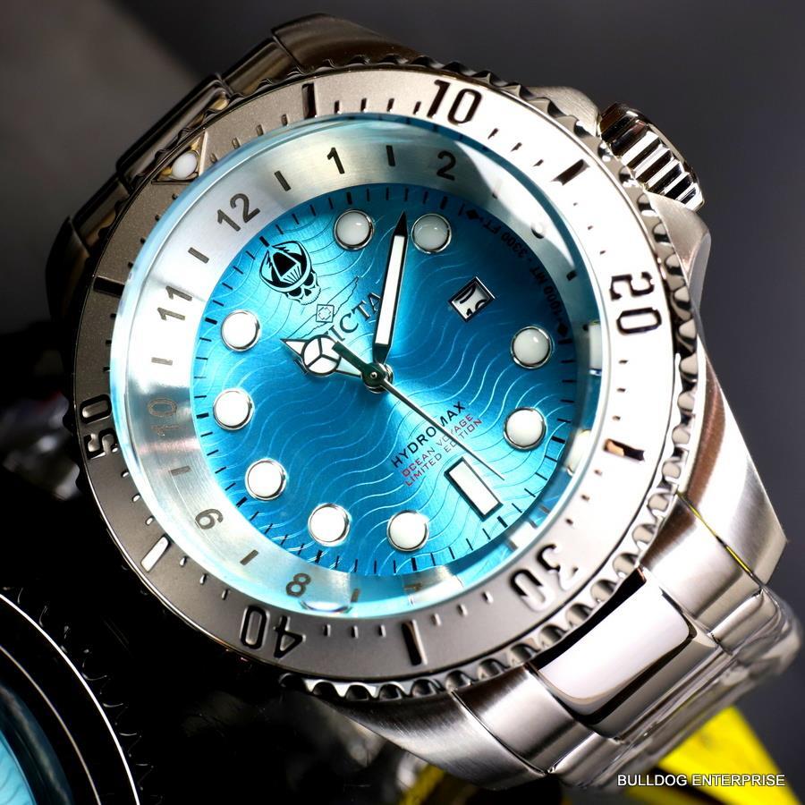 Invicta Hydromax Ocean Voyage Aqua Blue Steel Chronograph Limited Edtn 52mm New