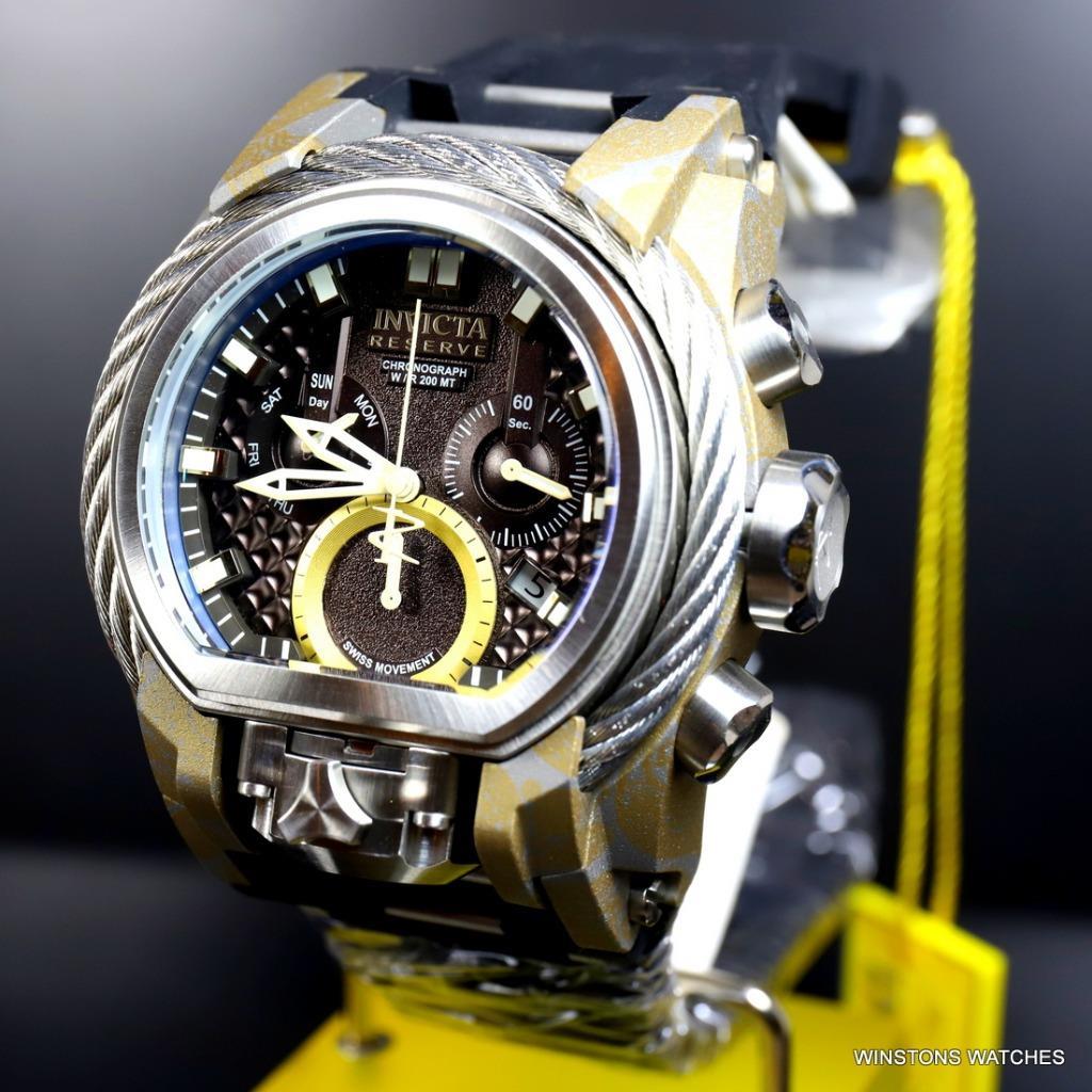 Invicta Reserve Bolt Zeus Magnum Hydroplated 52mm Rubber Swiss Mvt Watch New