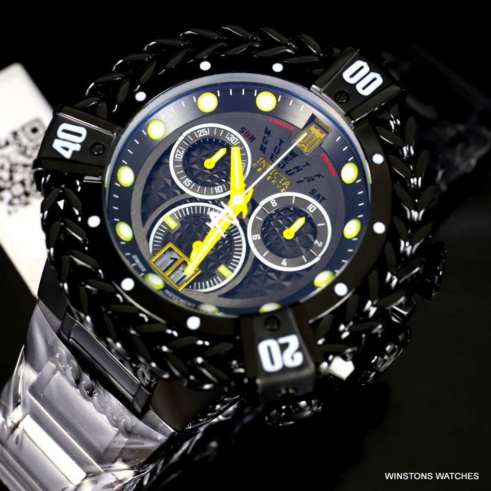 Invicta JT Hercules Bolt Reserve Black Steel Swiss Chronograph 56mm Watch New