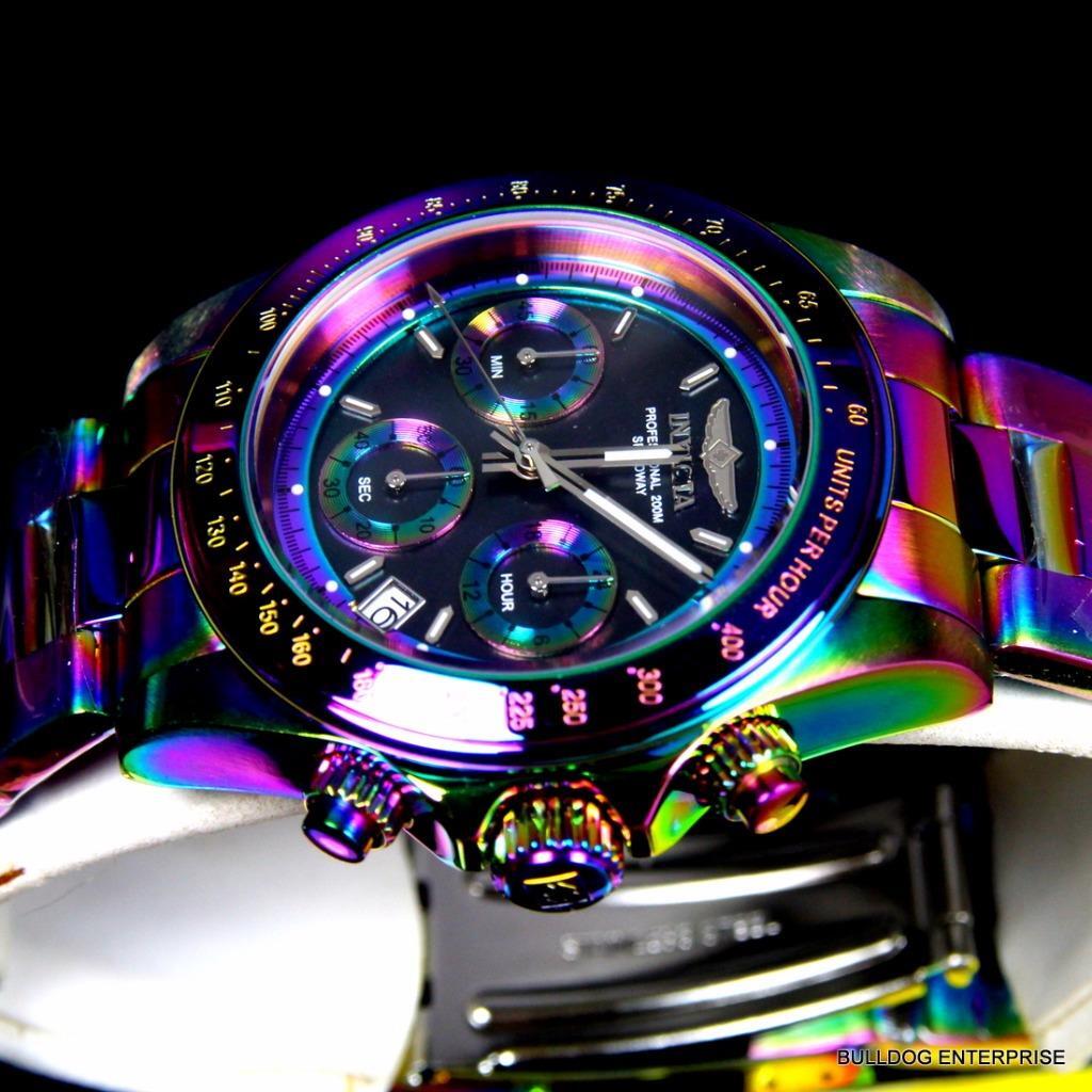 Invicta Speedway Iridescent Chronograph Black Mother of Pearl 40mm Watch New