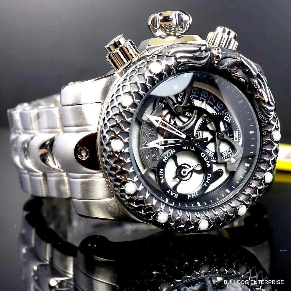 Invicta Venom Subaqua Dragon Scale Stainless Steel Guntmetal 52mm Watch New