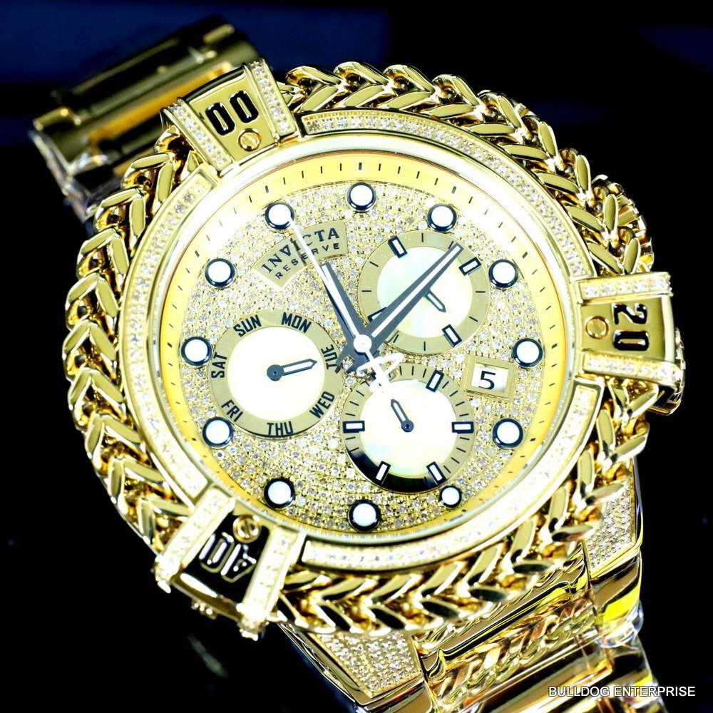 Invicta Reserve Bolt Hercules 2.26 CTW Diamond Gold Plated Steel Swiss Watch New