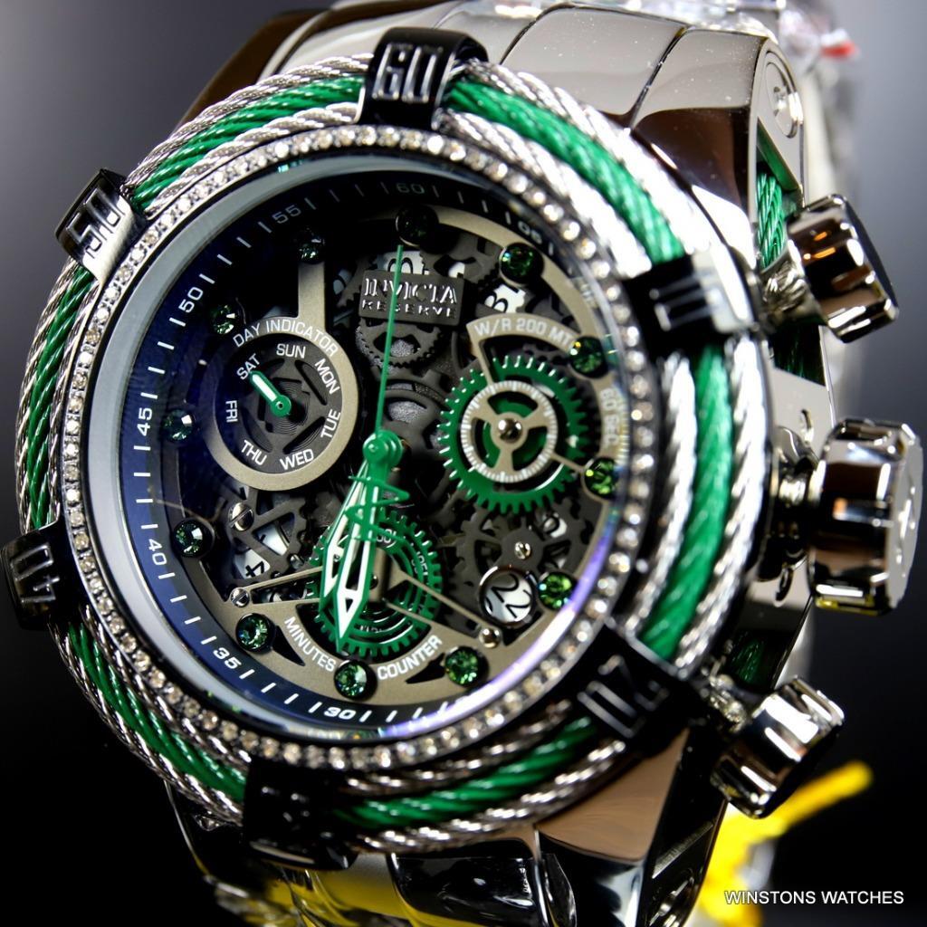 Invicta Reserve Bolt .33CTW Diamonds Steel Chronograph Swiss Mvt 52mm Watch New