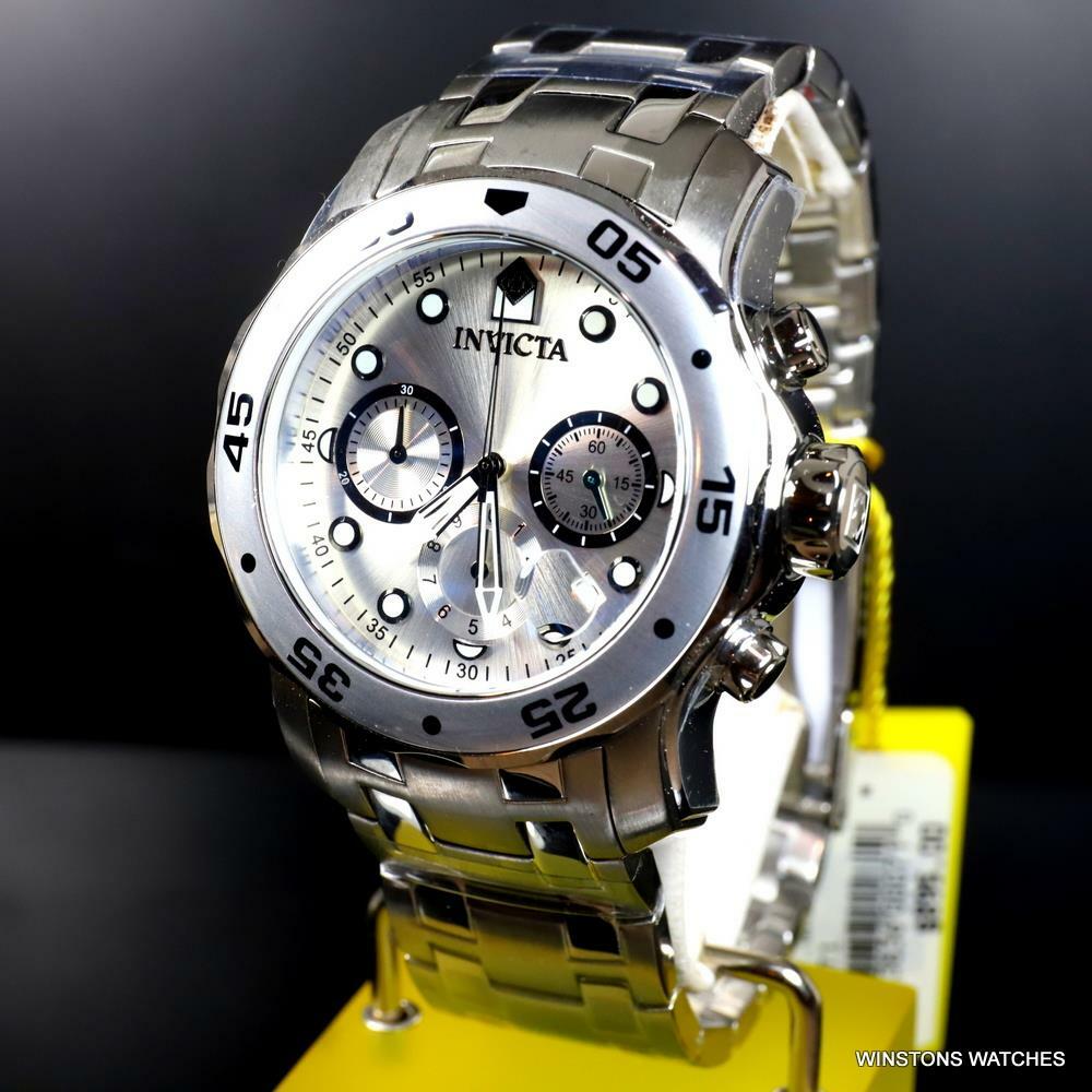 Invicta Pro Diver Scuba Silver-Tone Stainless Steel Chronograph 48mm Watch New