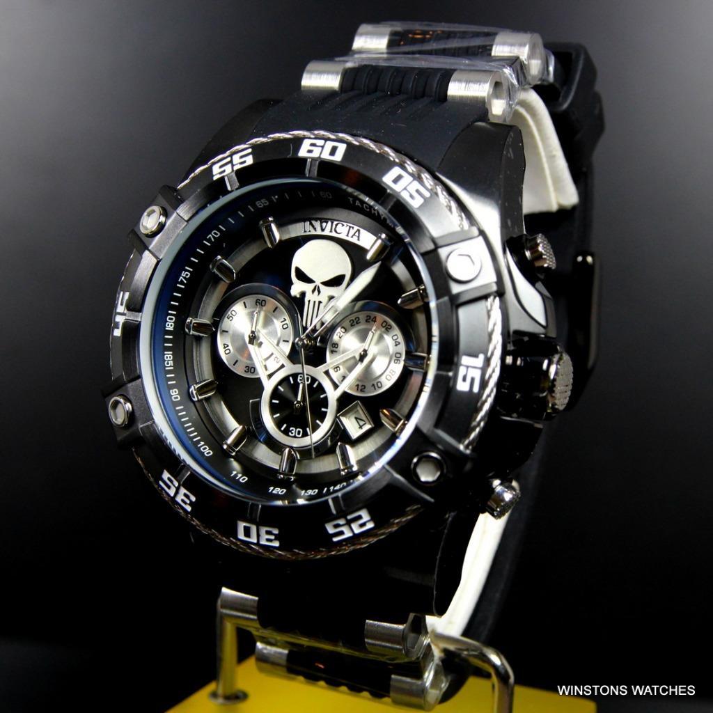 Invicta Marvel Punisher Bolt Viper 52mm Chronograph Black Limited Ed Watch New