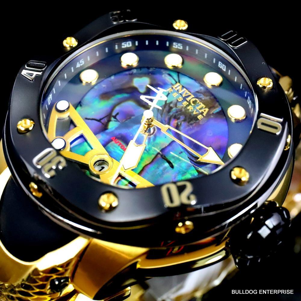Invicta Reserve Kraken Swiss R150 Automatic Abalone Gold Plated Watch 52mm New