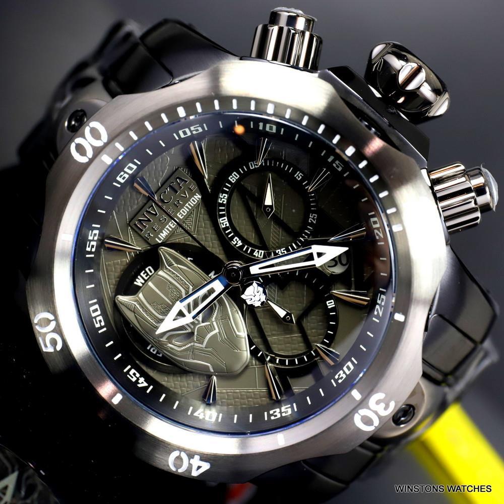 Invicta Marvel Black Panther Reserve Venom 52mm Steel Swiss Mvt Chrono Watch New