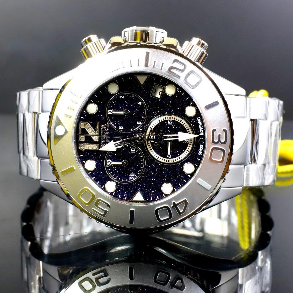 Invicta Masterpiece Reserve Grand Diver Blue Sand Stone Diamond Swiss ETA Watch