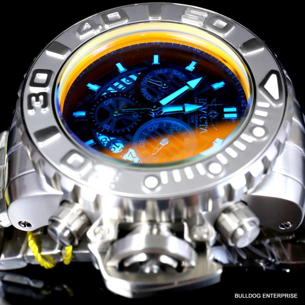 Invicta Sea Hunter Gen II Radar Yellow Tinted Crystal 58mm Steel Swiss Watch New