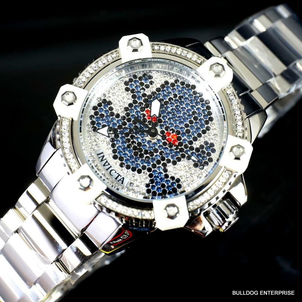 Womens Invicta Octane Skull Sparkling Crystal Stainless Steel 38mm Watch New