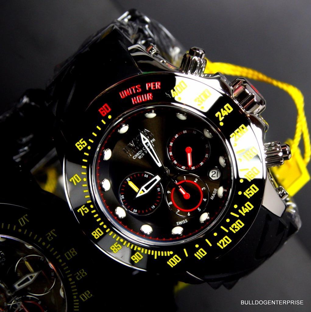 Invicta Reserve Subaqua Trackmaster Black Yellow Red 52mm Swiss Made Watch New