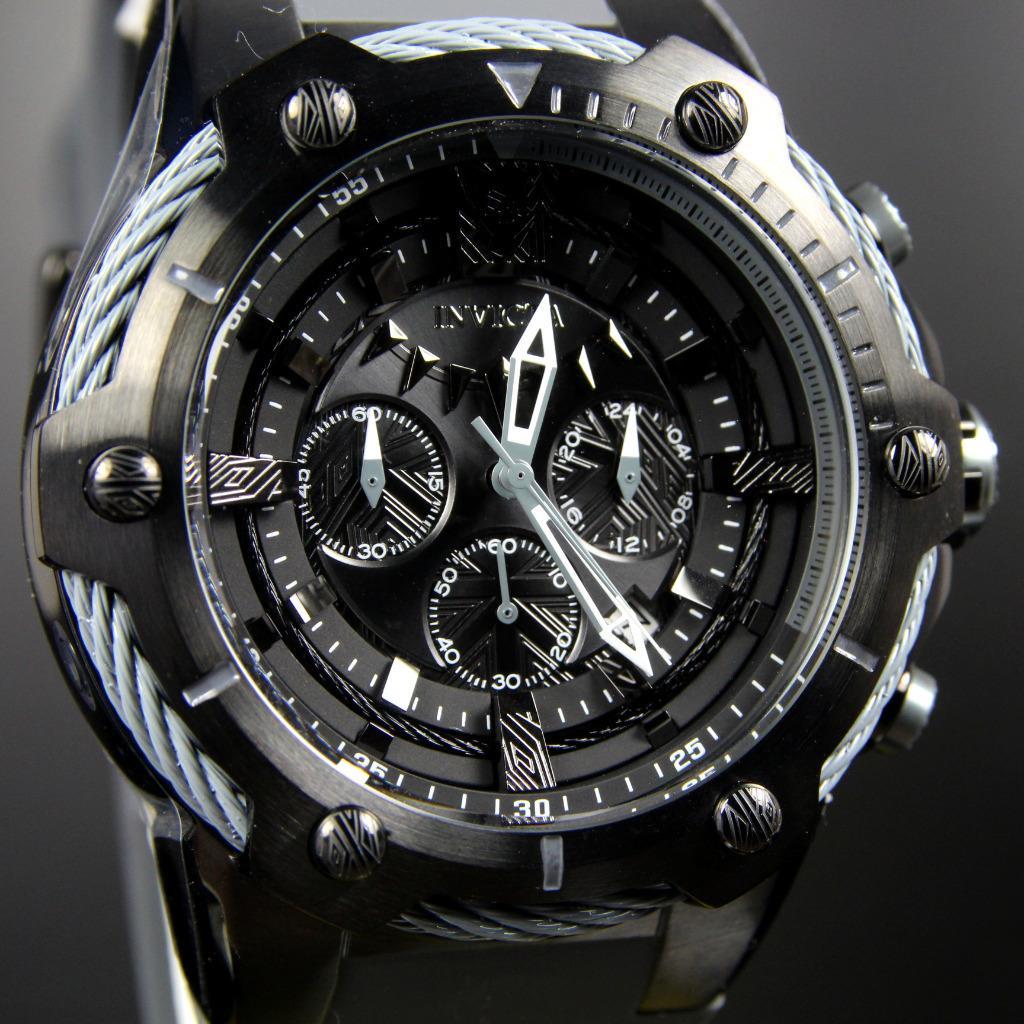 Invicta Marvel Black Panther 52mm Limited Ed Bolt Chronograph Rubber Watch New