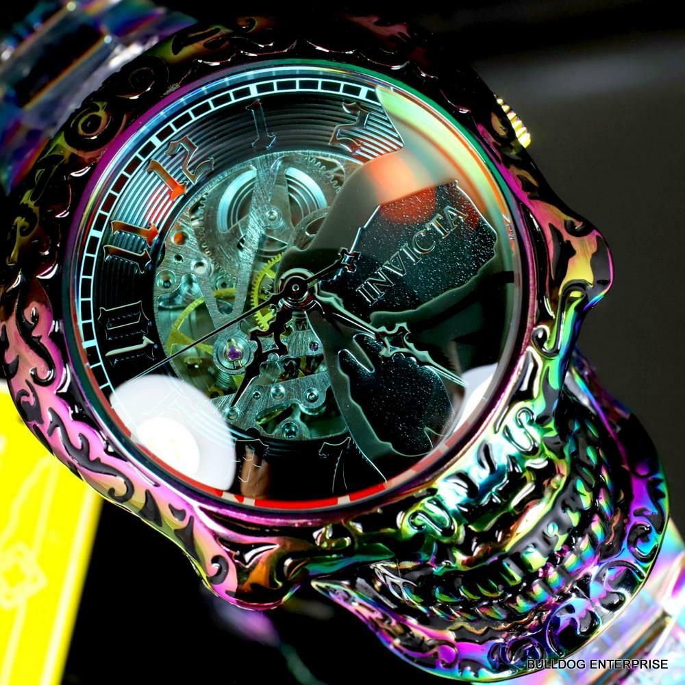 Invicta Artist Skull Automatic Skeletonized Iridescent Steel 50mm Watch New