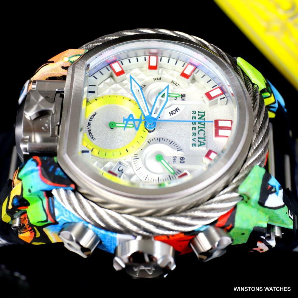 Invicta Reserve Bolt Zeus Magnum Graffiti White Swiss Mvt Dials Watch 52mm New