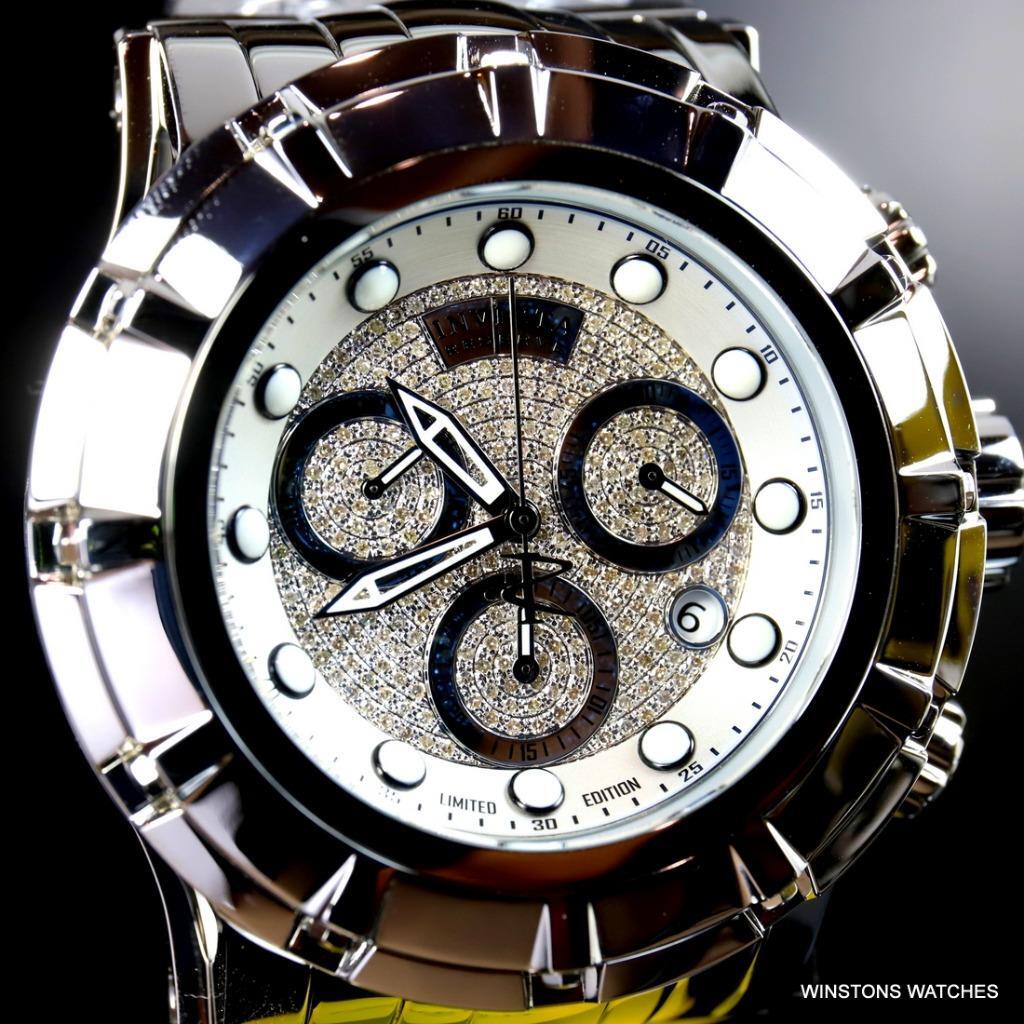 Invicta Grand S1 Rally 1.08CTW Diamond Chrono Swiss Mvt 54mm Steel LE Watch New