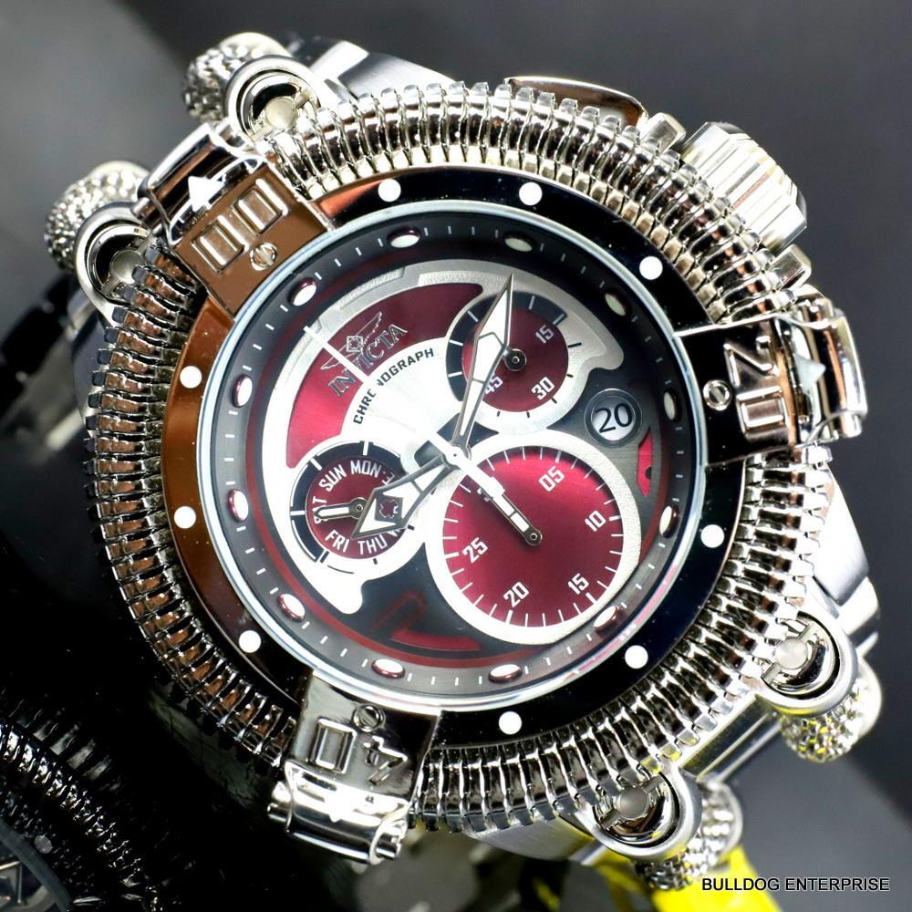 Invicta King Python Stainless Steel Ronda Z60 Burgandy Chronograph Watch New