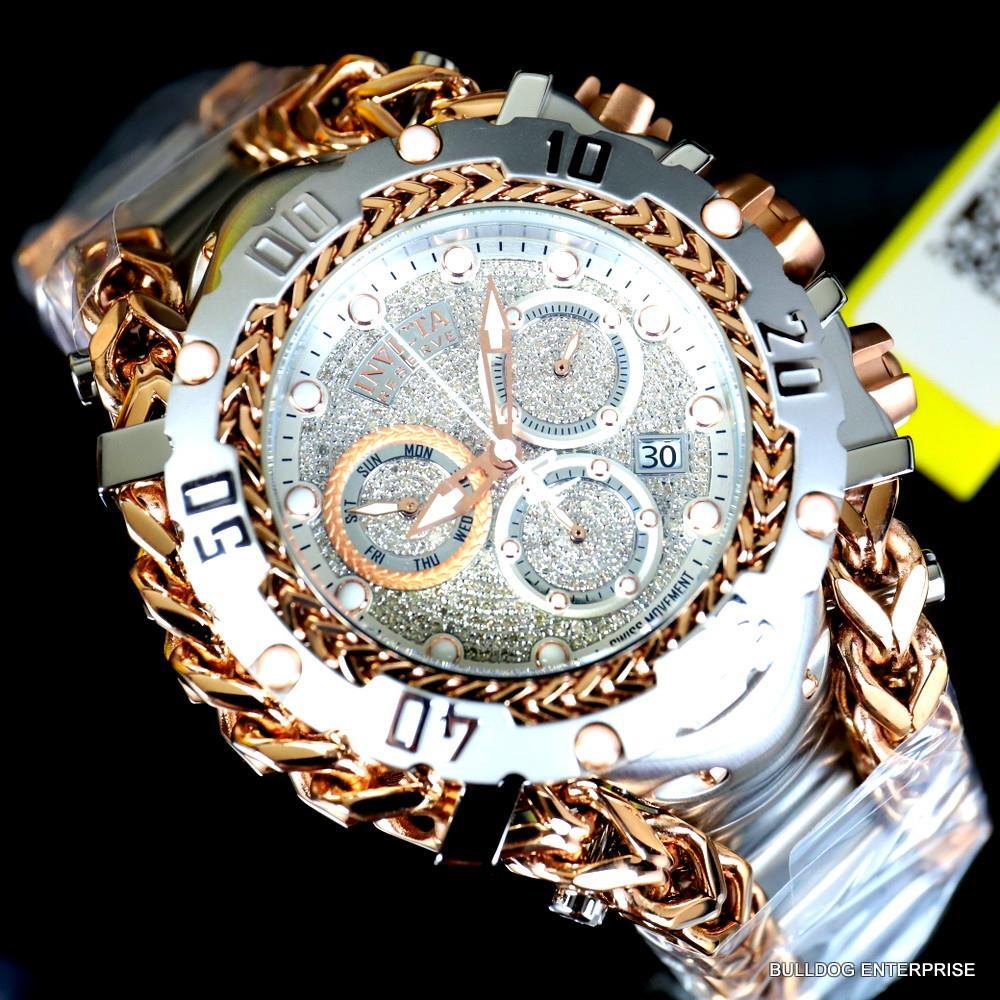 Invicta Reserve Gladiator 1.17CTW Diamond 2 Tone Rose Steel Swiss 61mm Watch New