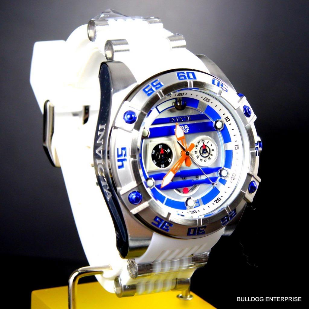 Invicta R2D2 Star Wars Chronograph Limited Edition White 52mm Silicone Watch New
