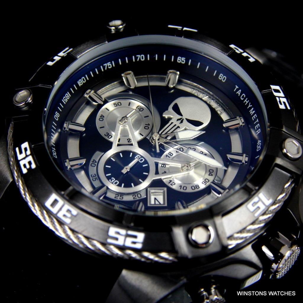 Invicta Marvel Punisher Bolt Viper 52mm Chronograph Black Limited Ed Watch New