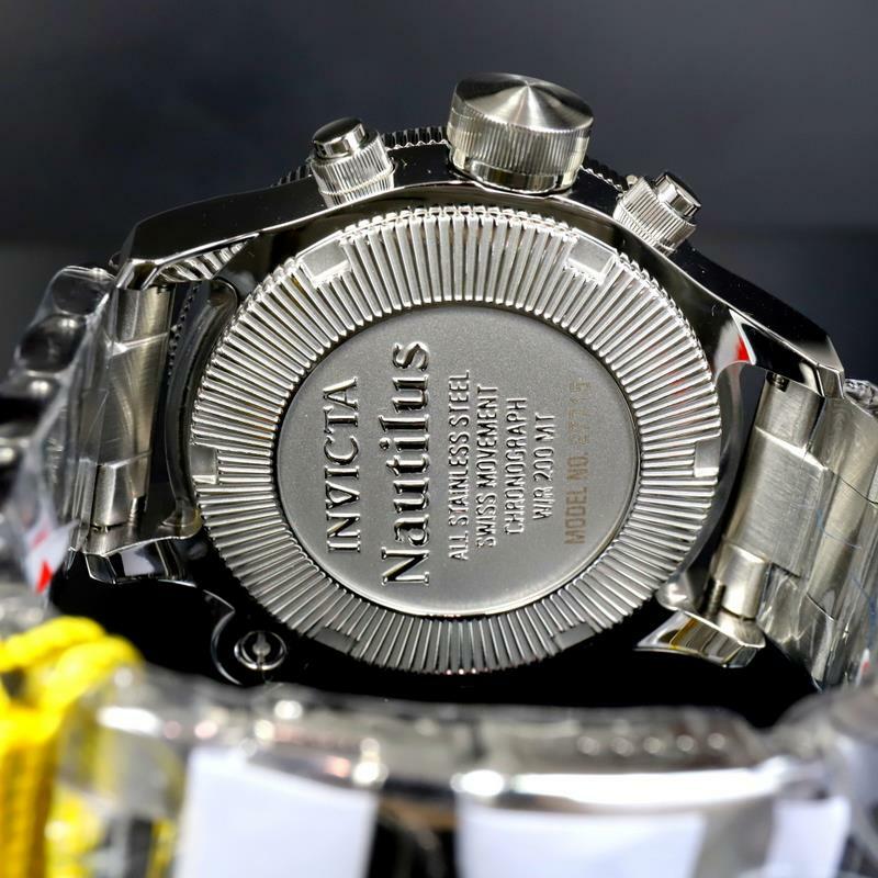 Invicta Russian Diver Nautilus Cage Swiss Mvt Steel Silver 52mm Chrono Watch New