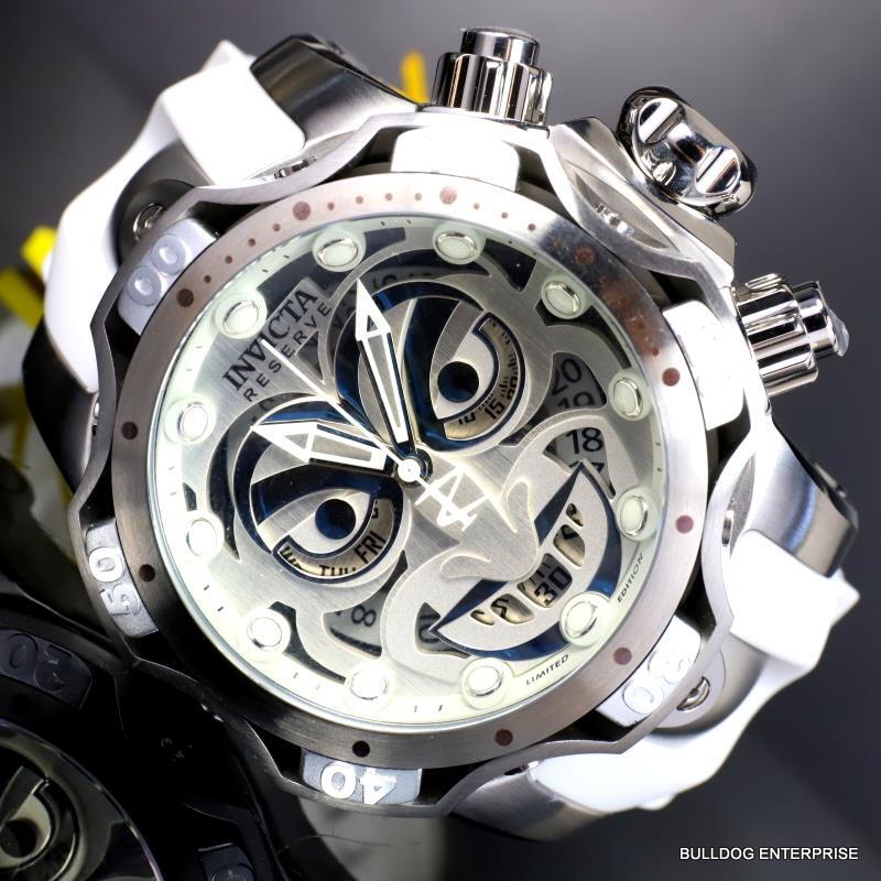 Invicta Reserve Venom DC Comics Joker White Silver-Tone 52mm Swiss Mvt Watch New