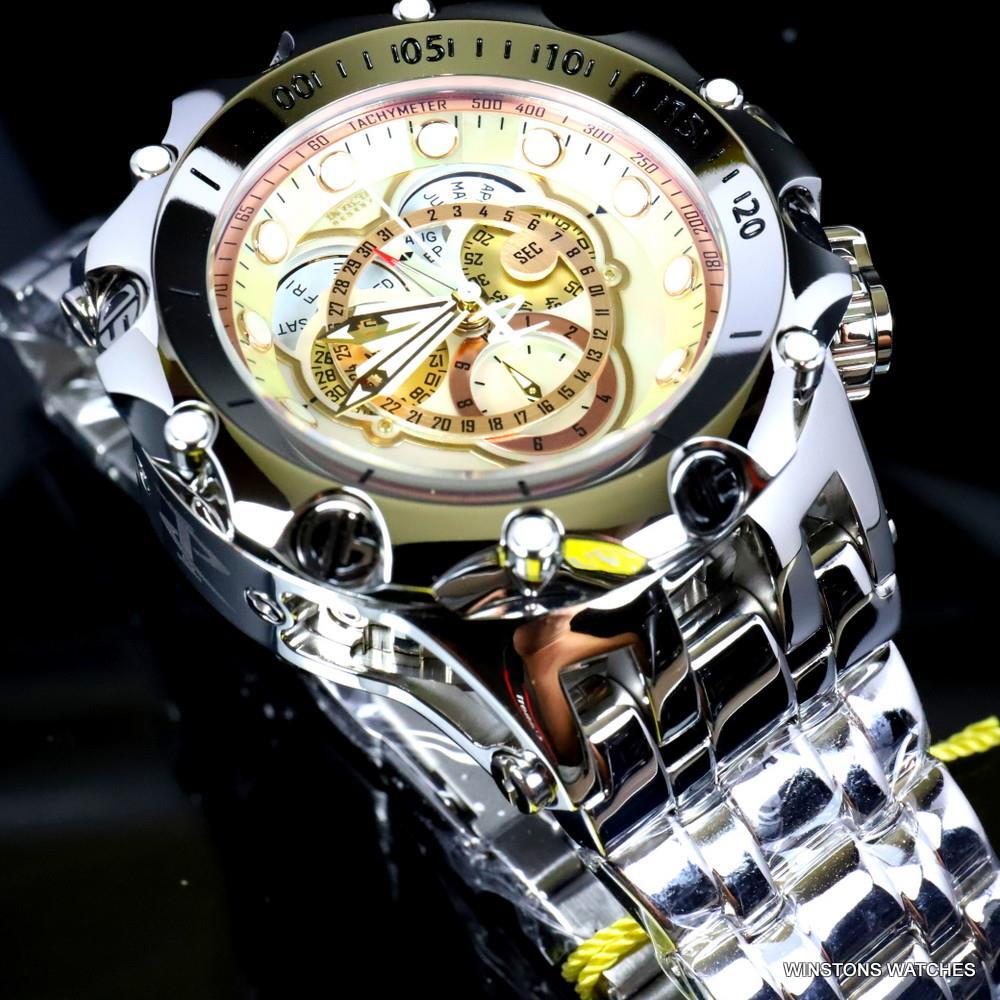 Invicta Reserve Venom Fusian Swiss Master Calendar Steel Gold Tone Watch New