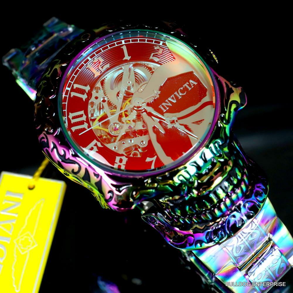 Invicta Artist Skull Automatic Skeletonized Iridescent Steel 50mm Watch New