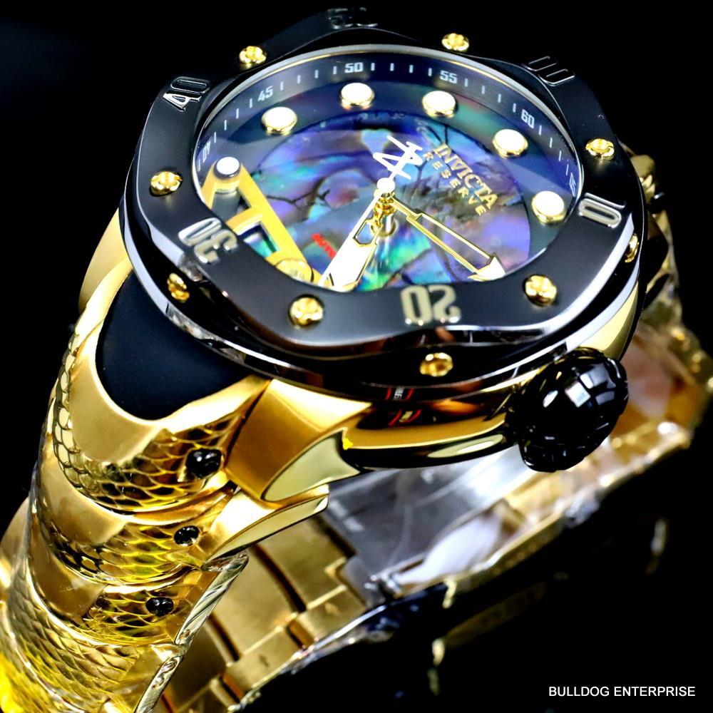 Invicta Reserve Kraken Swiss R150 Automatic Abalone Gold Plated Watch 52mm New