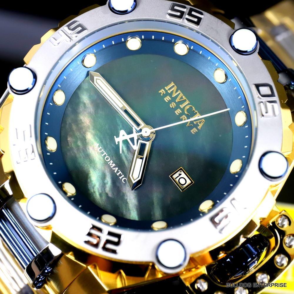 Invicta Reserve Flying Fox Gold 2 Tone Steel Black MOP Automatic 52mm Watch New