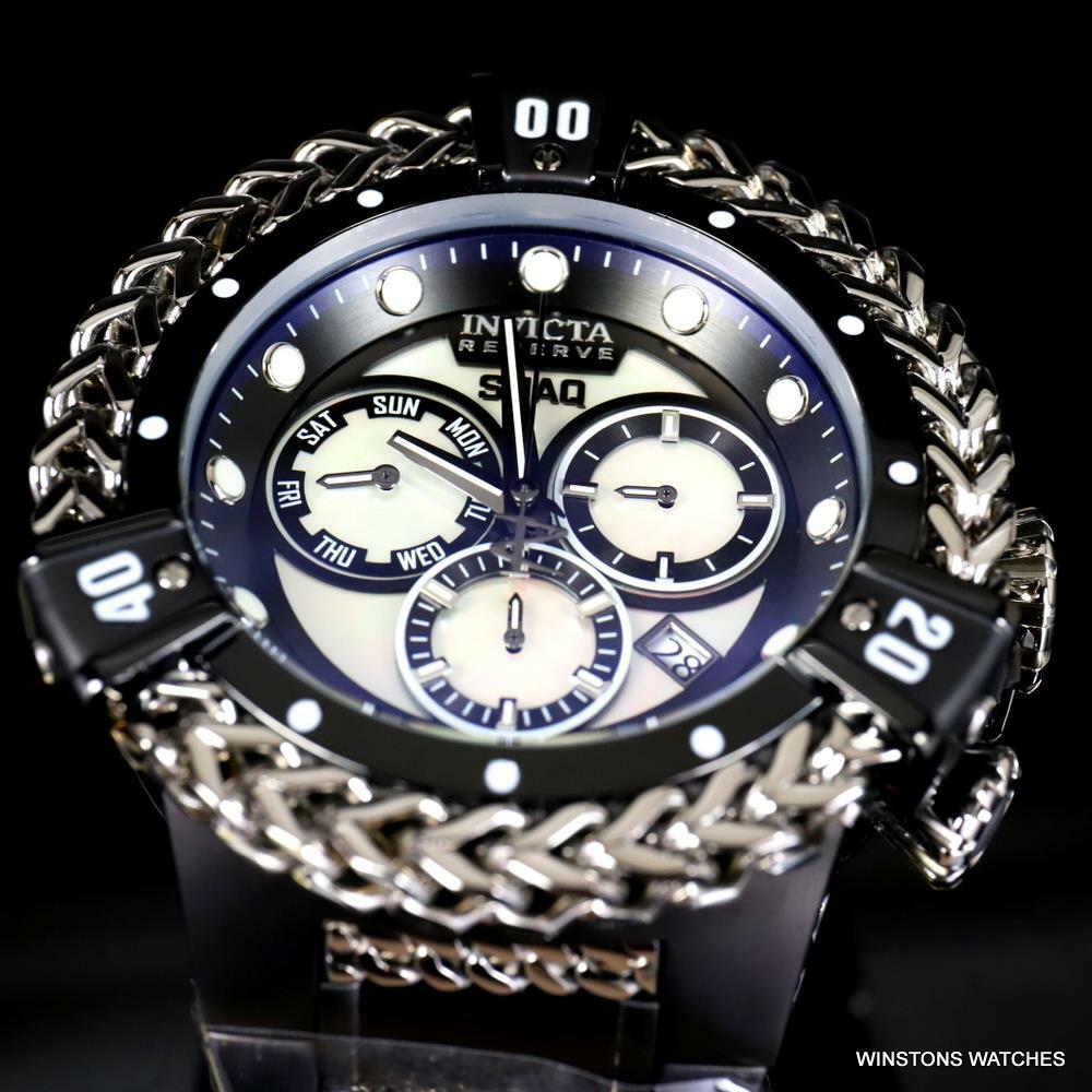 Invicta Reserve Shaq Hercules White MOP Black Steel Swiss Mvt Watch 56mm New