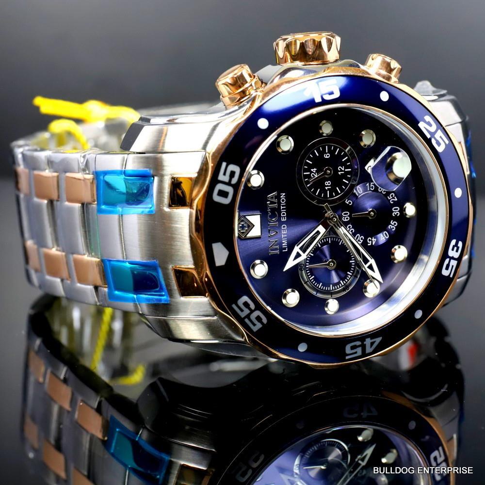 Invicta Pro Diver Scuba Limited Edition Chronograph 48mm Steel Blue Watch New