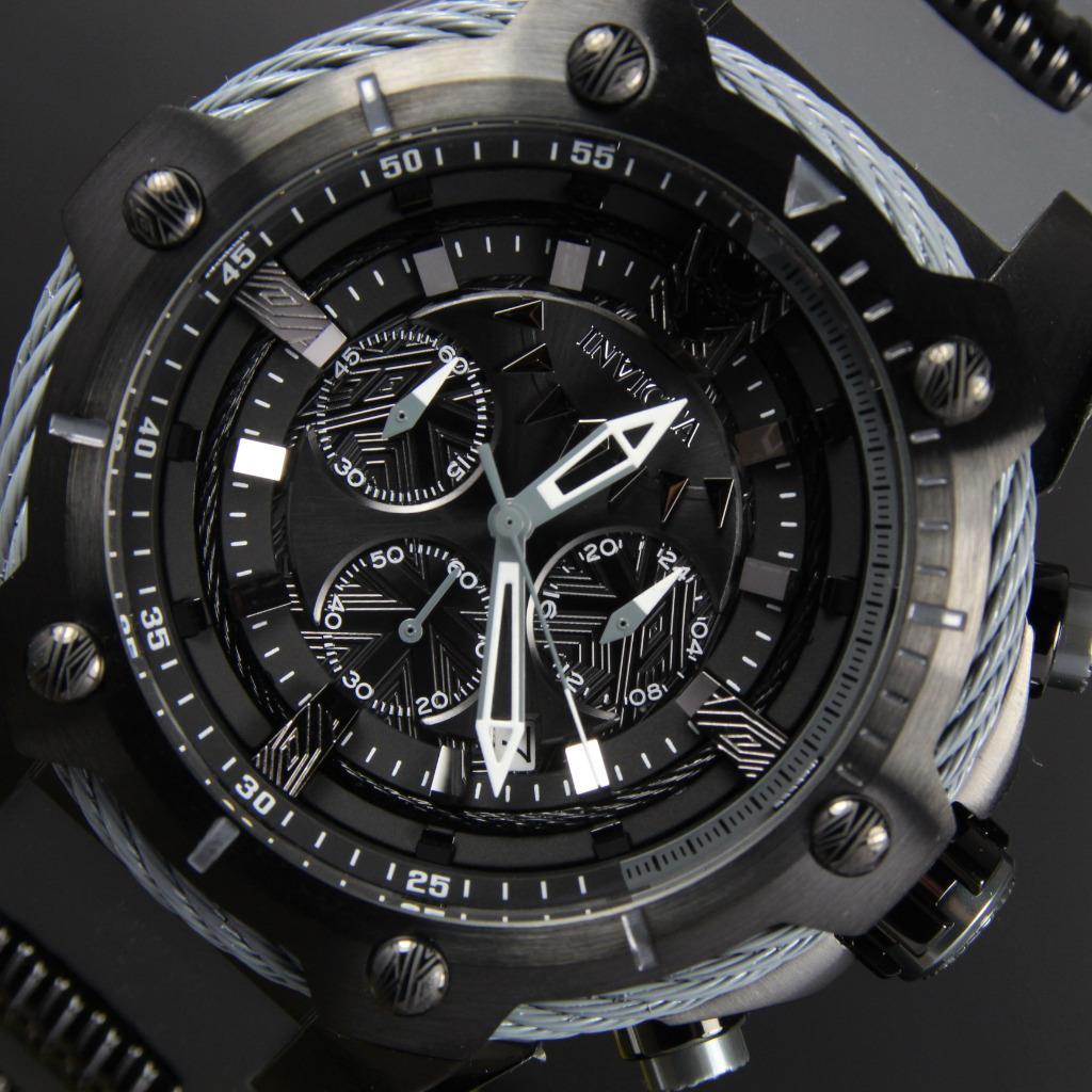 Invicta Marvel Black Panther 52mm Limited Ed Bolt Chronograph Rubber Watch New