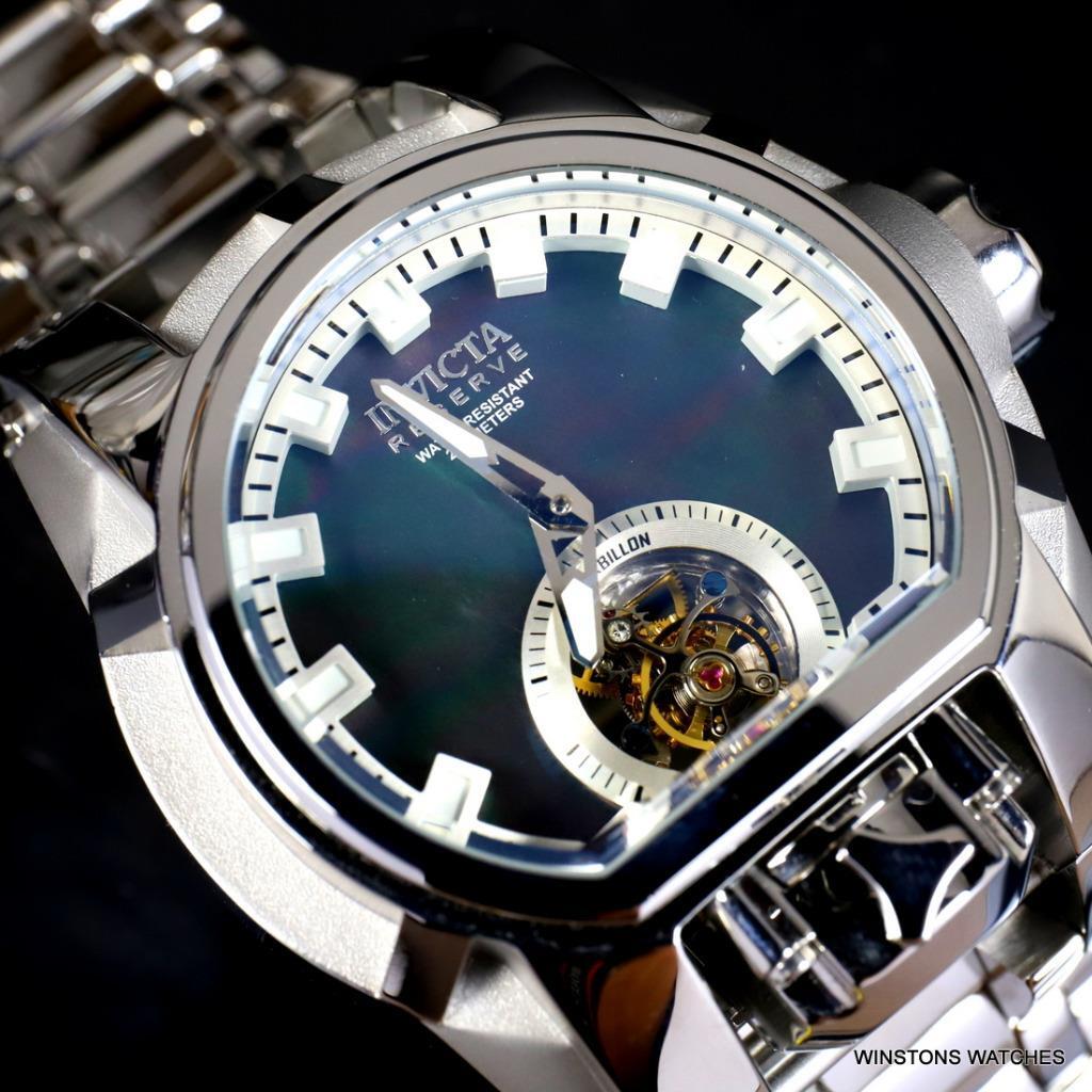 Invicta Reserve Magnum Bolt Zeus Tourbillon Black MOP Steel 52mm Watch New