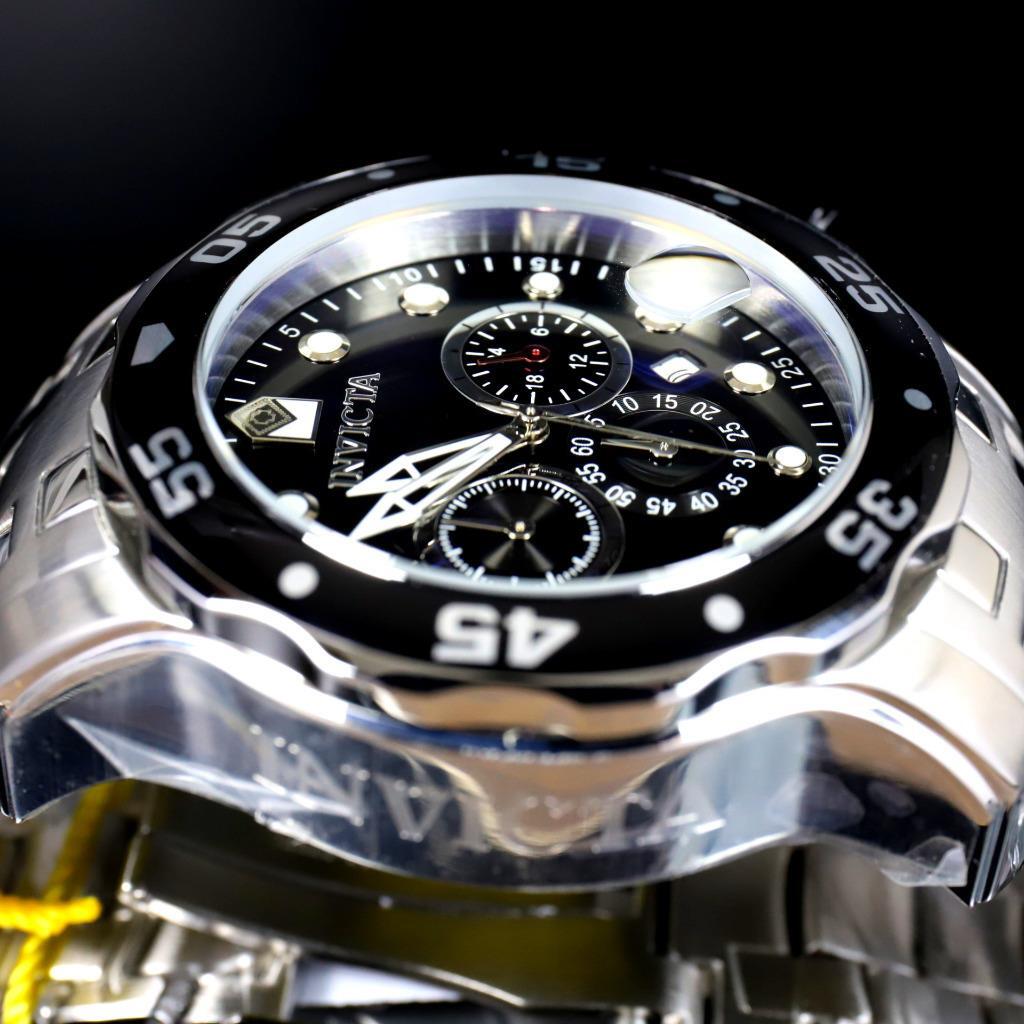 Invicta Pro Diver Scuba Black Dial Chronograph Stainless Steel Watch 48mm New