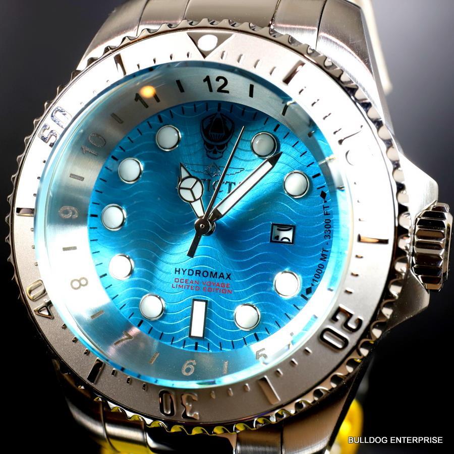 Invicta Hydromax Ocean Voyage Aqua Blue Steel Chronograph Limited Edtn 52mm New