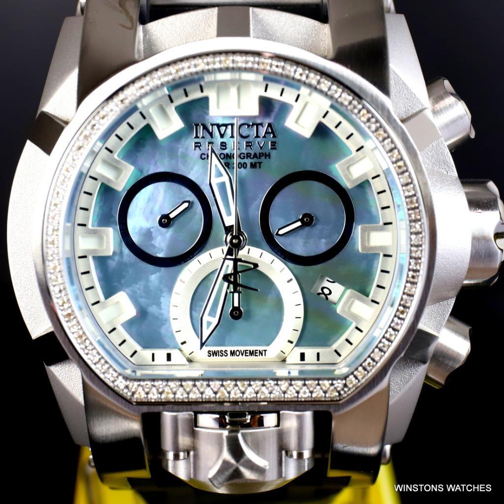 Invicta Reserve Magnum Bolt Zeus Diamond Platinum MOP Swiss Mvt 52mm Watch New