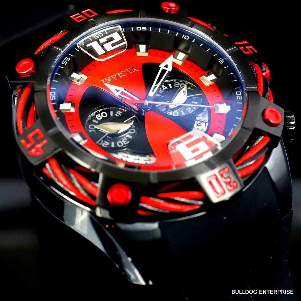 Invicta Bolt Marvel Deadpool Chronograph Red Black Rubber Limited 52mm Watch New