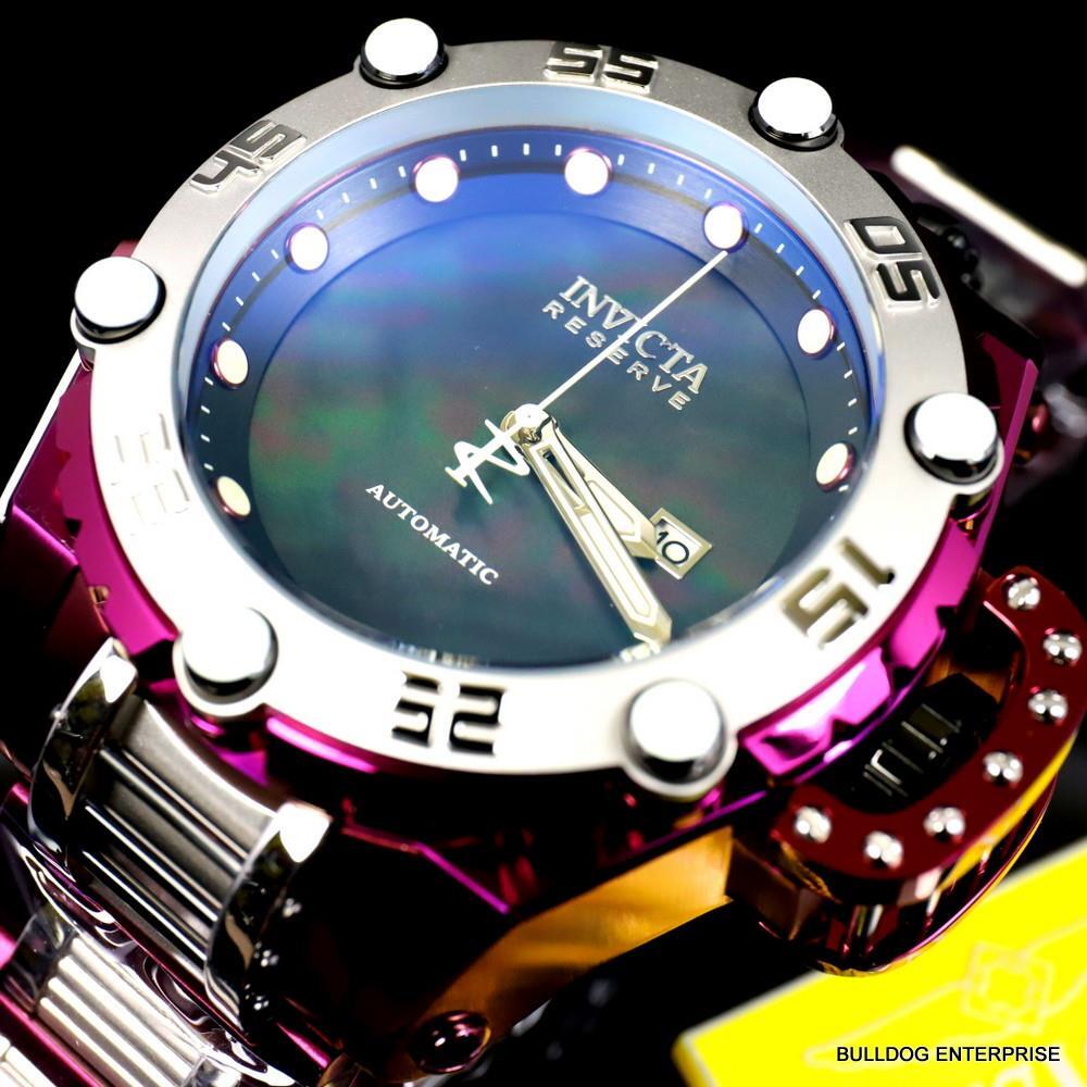 Invicta Reserve Flying Fox Burgandy Steel Black MOP Automatic 52mm Watch New