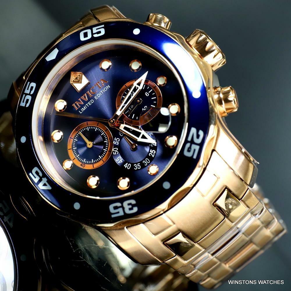 Invicta Pro Diver Scuba Rose Gold Plated Limited Edition 48mm Blue Watch New