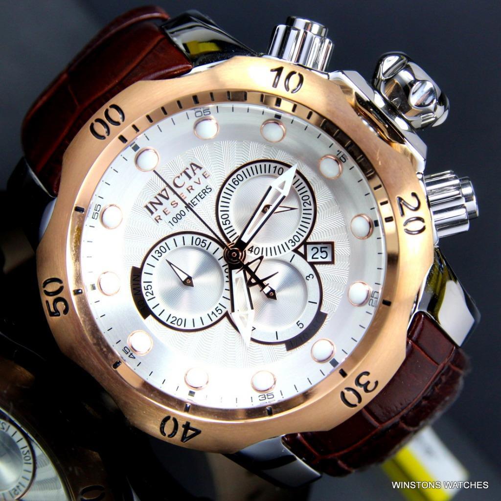Invicta Reserve Venom Elegant Leather White Swiss Movement Chronograph Watch New