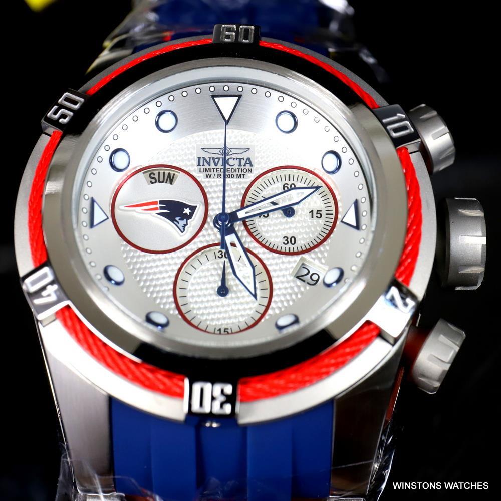 Invicta NFL Bolt Zeus New England Patriots Chronograph Swiss Blue 52mm Watch New