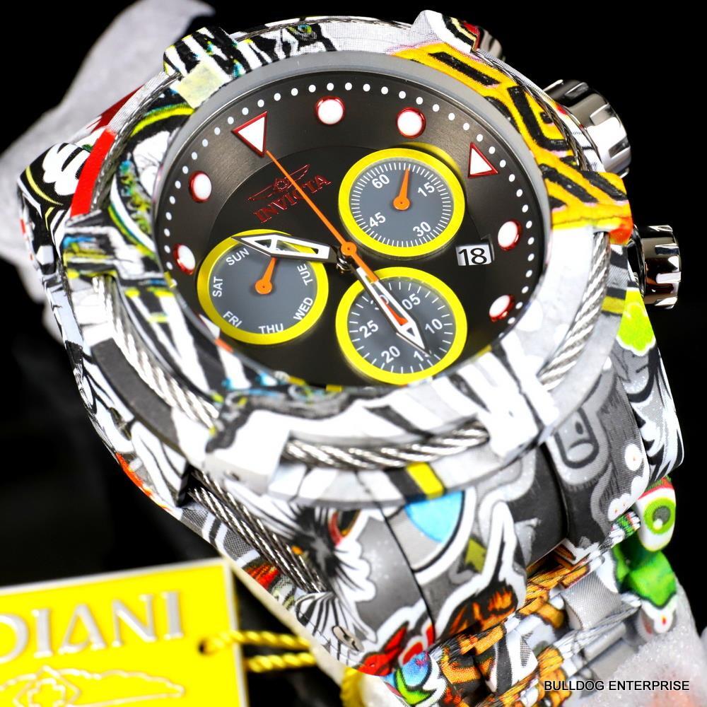 Invicta Bolt Zeus Graffiti Hydroplated Steel Black Chronograph 52mm Watch New